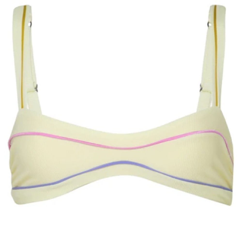 Maaji Yellow Bikini Top with Pink and Blue Accents